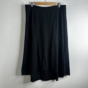 J‎ Jill Perfect Pima Skirt Womens Large Black High Low Midi Stretch Pull On